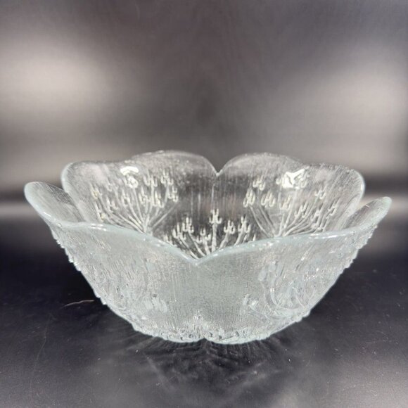 Lasisepät Mantsala Cow Parsley Glass Bowl Clear Textured Dish Pertti Kallioinen - Picture 12 of 16